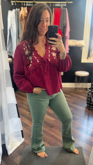 Olive Bootcut Jeans