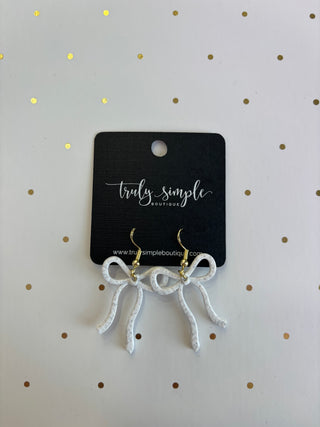 White Bow Earrings