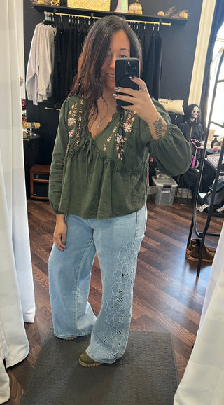 *IN STOCK & PRE-SALE* Lace & Floral Wide Leg Jeans