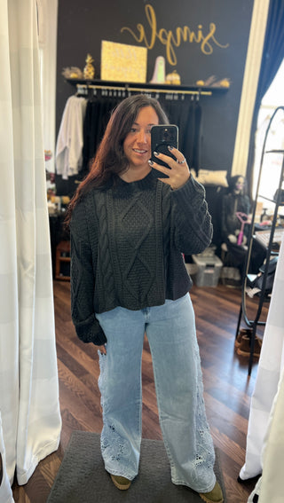 Charcoal Cable Knit Sweater