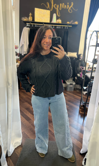 Charcoal Cable Knit Sweater