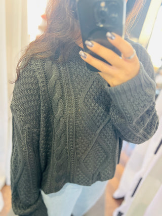 Charcoal Cable Knit Sweater