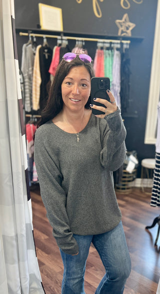 The Corinne Seed Stitch Sweater - Charcoal