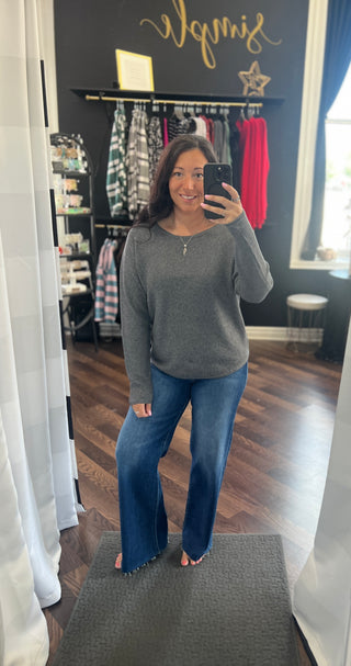 The Corinne Seed Stitch Sweater - Charcoal