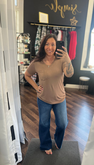 Mocha Relaxed V-Neck Top