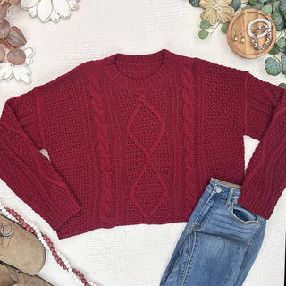 Cranberry Cable Knit Sweater