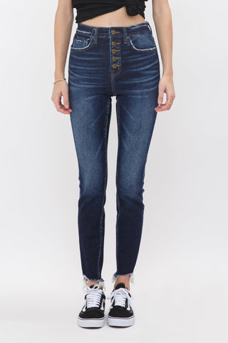 *Pre-Order* Dark Wash Button Fly Skinny Jeans