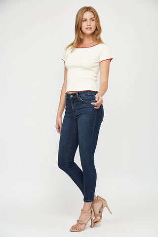 *Pre-Order* Dark Wash Mid Rise Skinny Jeans