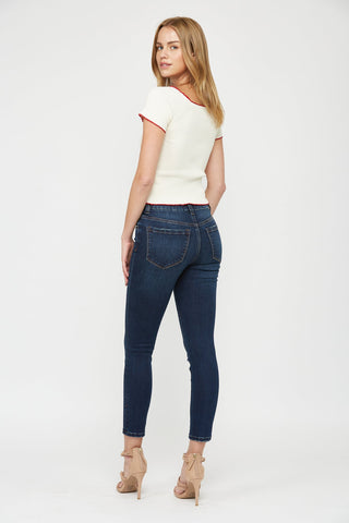*Pre-Order* Dark Wash Mid Rise Skinny Jeans