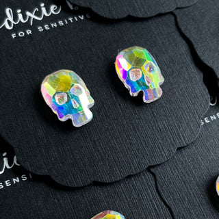 Marauder Diamond Faceted Skull Earrings