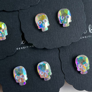 Marauder Diamond Faceted Skull Earrings