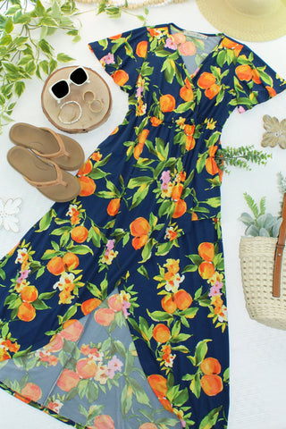 Navy Citrus High Low Dress