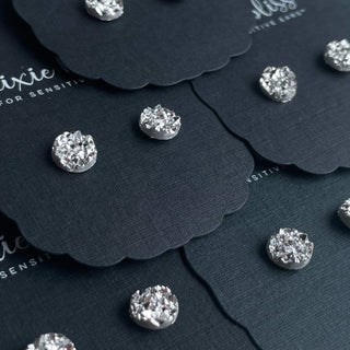 Silver Druzy Earrings
