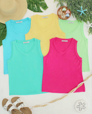 Aqua Relaxed Fit V-Neck Tank