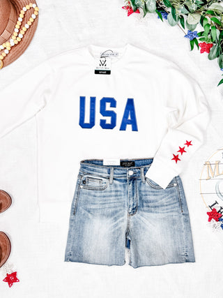 USA Embroidered Ribbed Pullover
