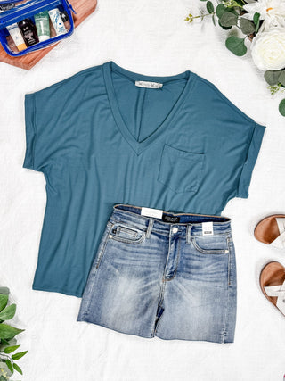 Light Teal Slouchy Boyfriend Top
