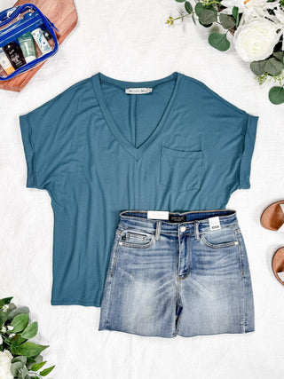 Light Teal Slouchy Boyfriend Top