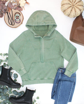 Olive Vintage Wash Hoodie