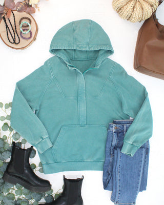 Teal Vintage Wash Hoodie