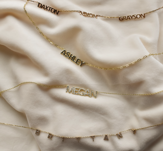 *Pre-Order* Haven Crystal Nameplate Necklace - Water Resistant - Gold & Silver