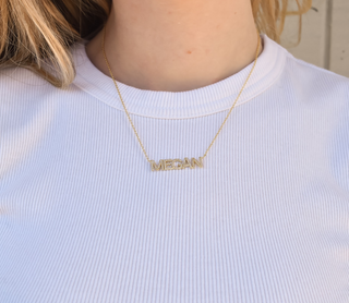 *Pre-Order* Haven Crystal Nameplate Necklace - Water Resistant - Gold & Silver