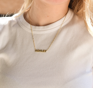 *Pre-Order* Brooklyn Bubble Letter Nameplate - Water Resistant - Gold & Silver