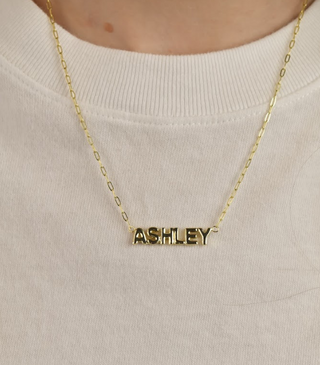 *Pre-Order* Brooklyn Bubble Letter Nameplate - Water Resistant - Gold & Silver