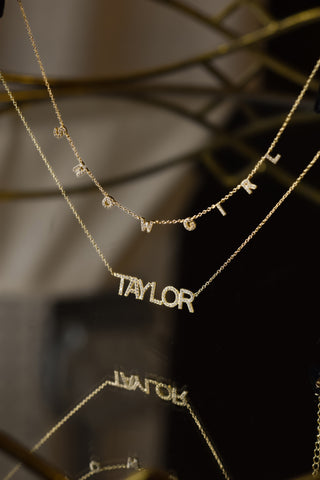 *Pre-Order* Haven Crystal Nameplate Necklace - Water Resistant - Gold & Silver