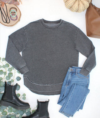 Black Vintage Wash Pullover