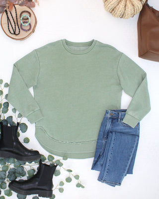 Olive Vintage Wash Pullover