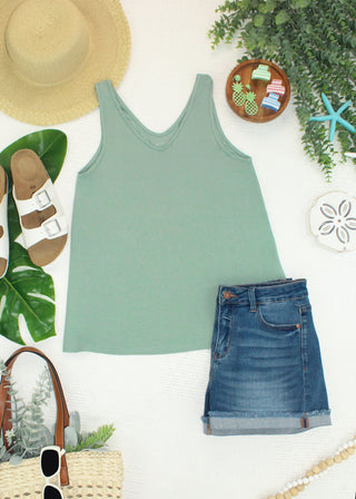 The Double V Tank in Sage