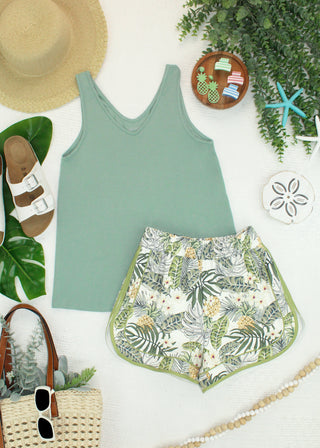 The Double V Tank in Sage