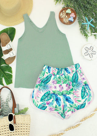 The Double V Tank in Sage