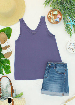 The Double V Tank in Slate Purple