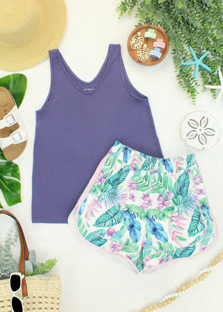 The Double V Tank in Slate Purple