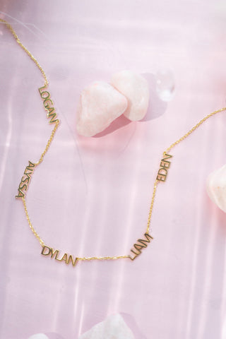 *Pre-Order* Cherish Multiple Name Necklace - Water Resistant - Gold & Silver