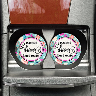 Worst Driver but Cute Car Coaster Set