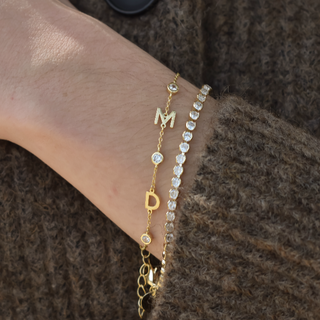 *Pre-Order* Ascot Initial Bracelet - Water Resistant - Gold & Silver