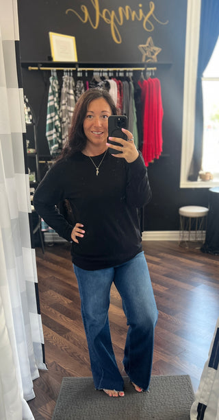 Black Ribbed Pullover