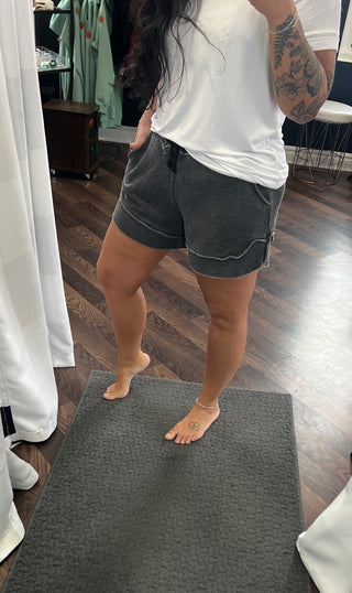 Black Vintage Wash Shorts