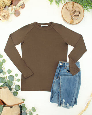 Brown Long Sleeve Top w/ Thumbholes