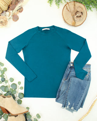 Teal Long Sleeve Top w/ Thumbholes