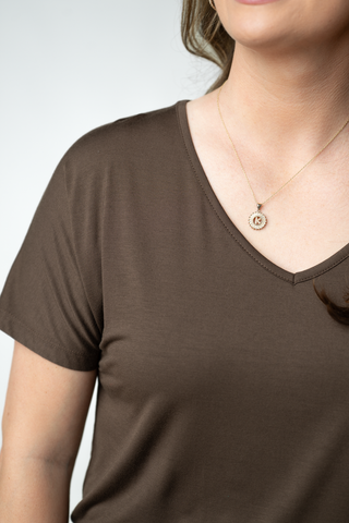 Brown V-Neck Top