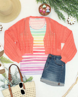 Melon Cropped Cardigan