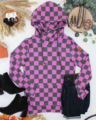 Purple & Black Checker Hoodie