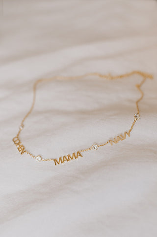 *Pre-Order* Cherish Crystal Multiple Name Necklace - Water Resistant - Gold & Silver