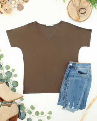 Brown V-Neck Top