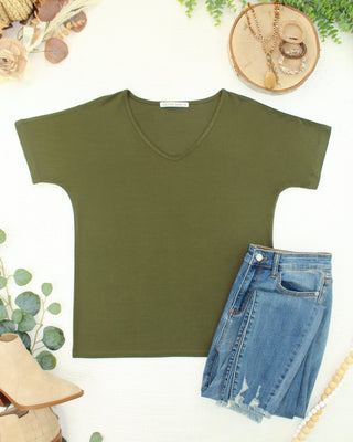 Olive V-Neck Top