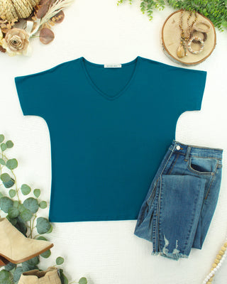 Teal V-Neck Top