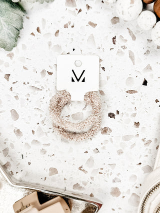 Cream Fuzzy Hair Tie Set